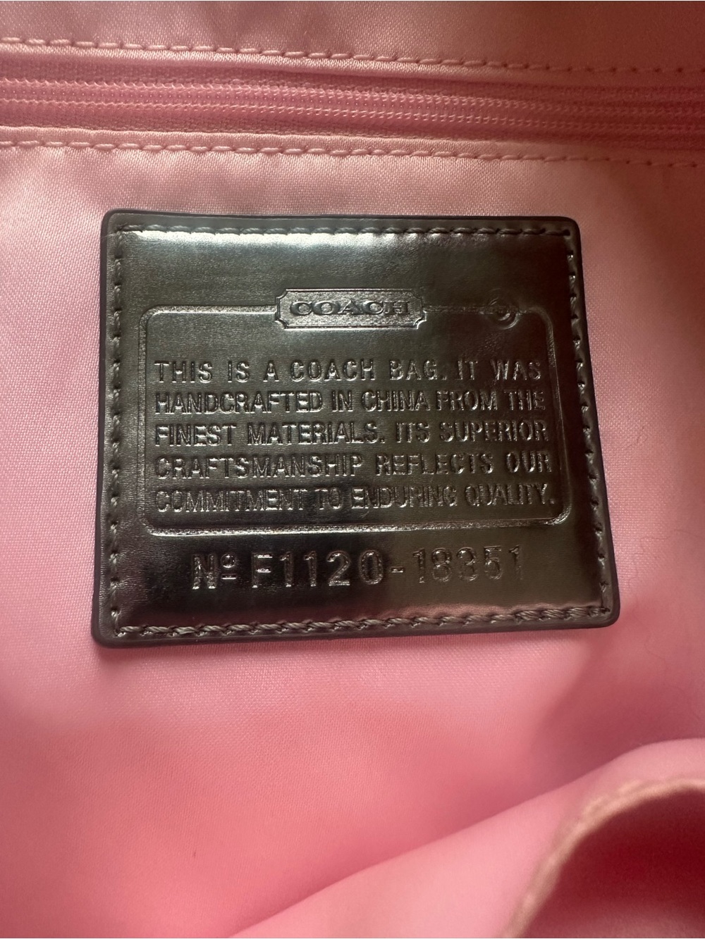 Coach Tan Poppy Signature Tote with Pink Leather Handles & Coach Daisy Keychain - Picture 7 of 13